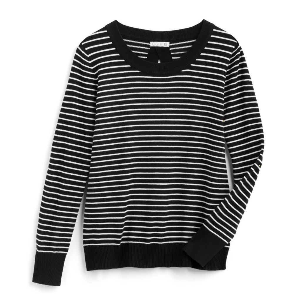 Eight18 Striped Cutout Back Sweater L
